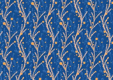 Tropical summer seamless pattern with hand drawn seaweed botanical elements Stock Illustration