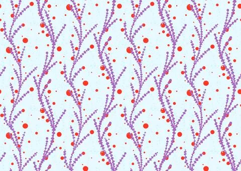 Tropical summer seamless pattern with hand drawn seaweed botanical elements Stock Illustration