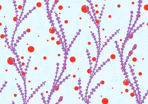 Tropical summer seamless pattern with hand drawn seaweed botanical elements Stock Illustration