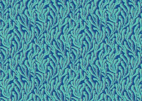 Tropical summer seamless pattern with hand drawn interwined brances of seaweed Stock Illustration