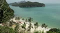 Tropical Sunny Day, Sandy Beach, Paradise, Aerial View, Exotic Island, Thailand HD Footage