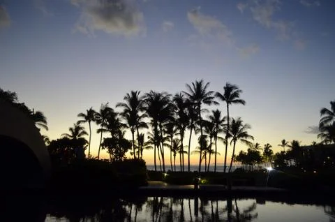 Tropical Sunset and reflection Stock Photos