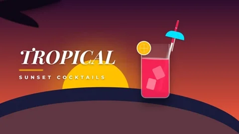 Tropical sunset cocktail graphic background for summer party promotion and .. Stock Footage 336880153