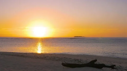 Tropical Sunset from an Empty Beach Stock Footage 184261079