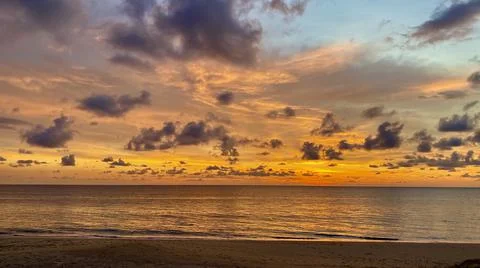 Tropical sunset with fire Sky Stock Photos