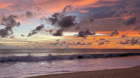 Tropical sunset with fire Sky Stock Photos