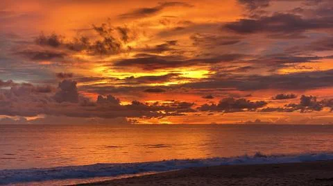Tropical sunset with fire Sky Foto stock