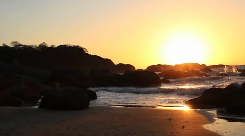 Tropical Sunset at Goa, India Stock Footage 37347046