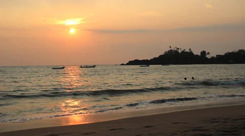 Tropical Sunset at Goa, India Stock Footage 37347326