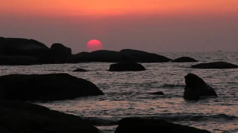 Tropical Sunset at Goa, India Stock Footage 37348588