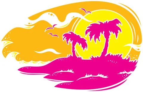 Tropical Sunset Stock Illustration