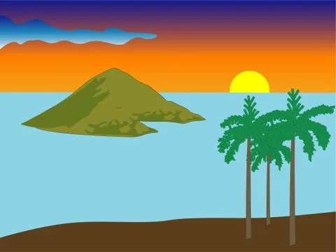 Tropical sunset Stock Illustration