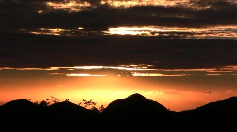 Tropical sunset orange sky Stock Footage 11347580
