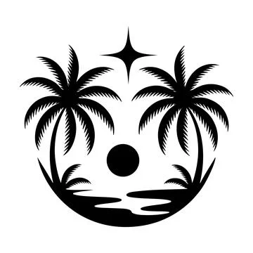 Tropical Sunset Palm Tree Beach Silhouette Retro Summer Ocean Graphic T Shi.. 스톡 일러스트