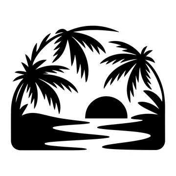 Tropical Sunset Palm Tree Beach Silhouette Retro Summer Ocean Graphic T Shi.. 스톡 일러스트