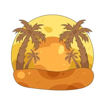 Tropical sunset with palm trees 스톡 일러스트
