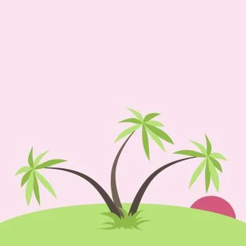 Tropical sunset with palms Stock Illustration