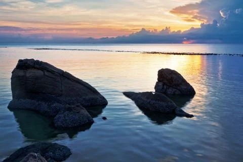 Tropical sunset. Stock Photos