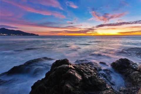 Tropical sunset. Stock Photos