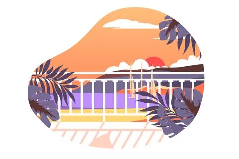 Tropical Sunset Serenity 스톡 일러스트