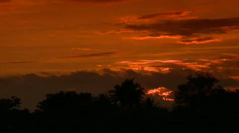Tropical sunset sky red as fire Video stock 605736
