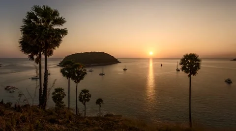 Tropical sunset time lapse Stock Footage 61077734