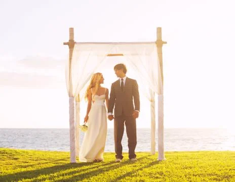Tropical sunset wedding Foto stock