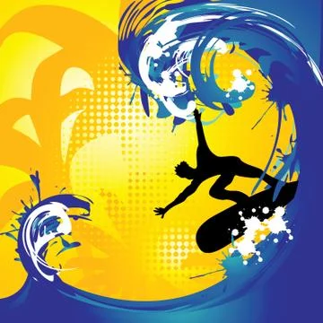 Tropical surfing background, vector illustration Stock Illustration