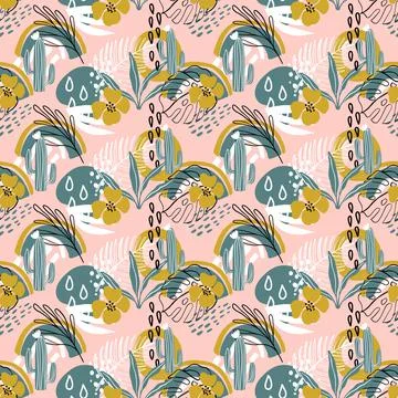 Tropical theme seamless pattern Stock Illustration