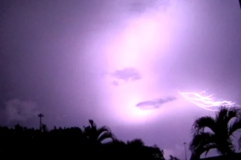 Tropical thunderstorm lightning storm - actual speed looping Stock Footage