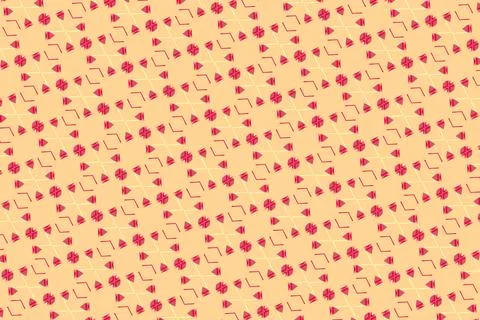 Tropical tree-inspired repeat pattern texture with ruby red, salmon blush, butte Stock Illustration