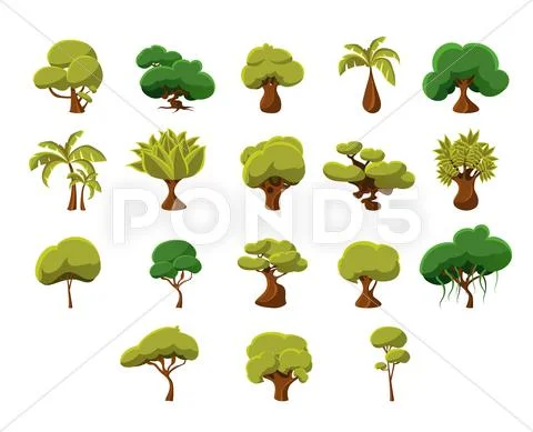 Tropical Trees Collection Stock Illustration