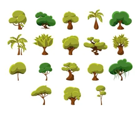 Tropical Trees Collection Stock Illustration