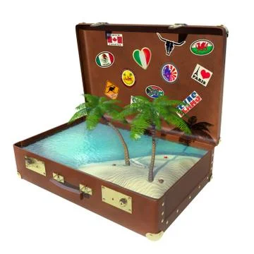 Tropical trip suitcase Stock Illustration