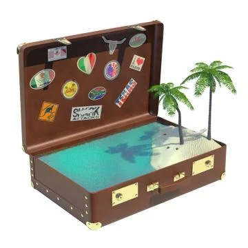 Tropical trip suitcase Stock Illustration