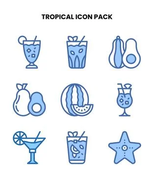 Tropical Two Colour Vector Icons Pack Illustrazione stock