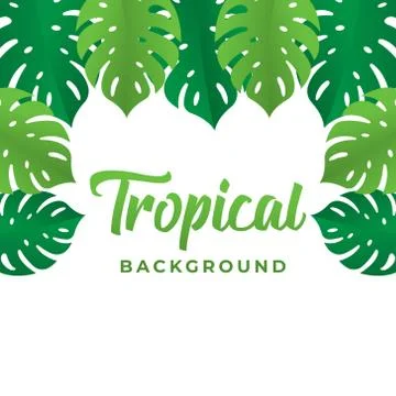 Tropical Vector Background Design Illustration. Tropical leaves Vector flat d Ilustração Stock