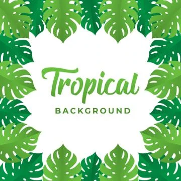 Tropical Vector Background Design Illustration. Tropical leaves Vector flat d Ilustração Stock
