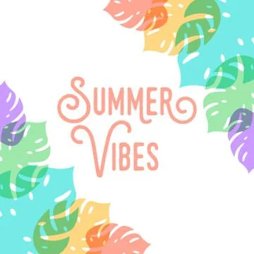 Tropical Vector Background Design Illustration. Tropical leaves Vector flat d Stock Illustration