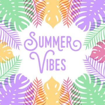 Tropical Vector Background Design Illustration. Tropical leaves Vector flat d Ilustração Stock