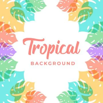 Tropical Vector Background Design Illustration. Tropical leaves Vector flat d Stock Illustration