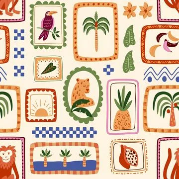 Tropical Vector Pattern Stock Illustration