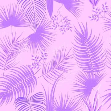 Tropical vector seamless pattern of monstera, jungle leaves of palm tree イラスト素材
