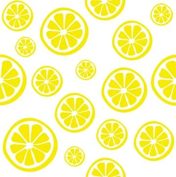 Tropical vector seamless pattern with yellow slices lemons. Stock Illustration