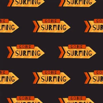 Tropical Vibes Seamless Summer Pattern with Surfing Arrow. Perfect for Beach and Stock Illustration