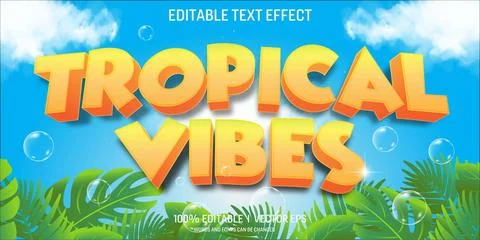 Tropical vibes vector 3d text effect with modern style design Stock Illustration