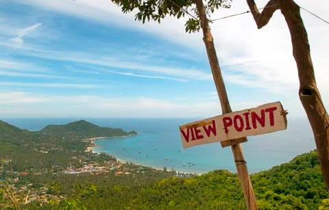 Tropical view point with sign Foto stock