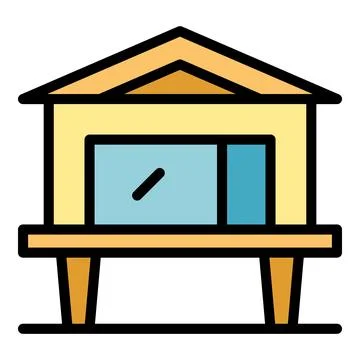 Tropical villa icon vector flat Stock Illustration