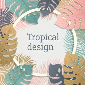 Tropical vivid leaf frame design Illustrazione stock