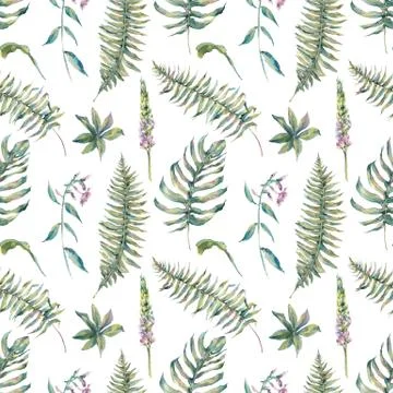 Tropical watercolor leaf seamless pattern Stock Illustration